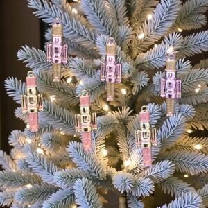 Nutcracker Mini Christmas Tree Ornament Set/6 Pink & Gold Soldiers